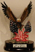 Eagle with Flags Statue, hand painted in natural colors
